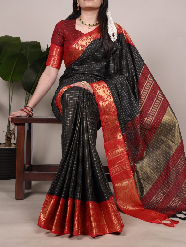 YNF 7405 Black Poly Cotton With Zari Work Saree . Wedding, Party, Festive, Events Now at just ₹1449. Delivery 4-6 Working Days. Shop now. | Sarees, Bollywood Sarees, Creative Sarees, Designer Sarees, Embroidered Sarees, Ethnic Saree, Modern Digital sarees, Party Wear Sarees