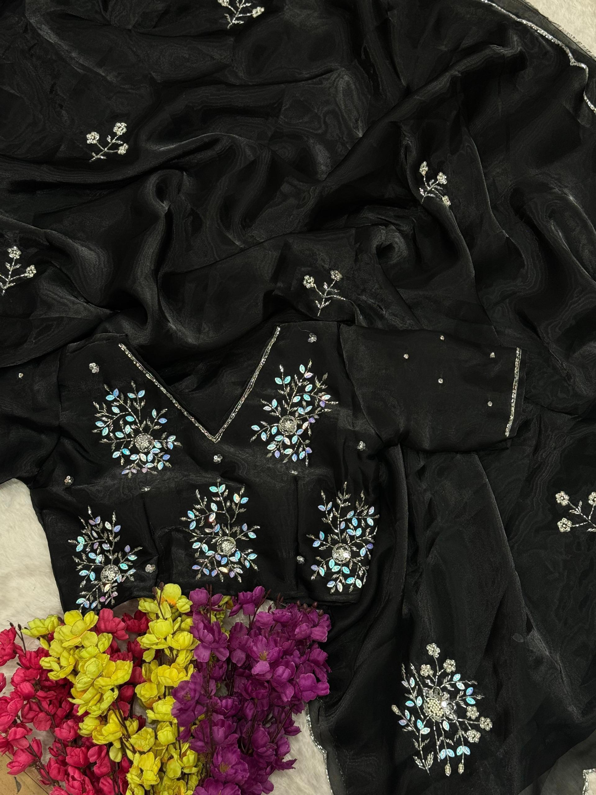 AC JIYA Black Soft Jimmy Chuu with Lace Border & Lace Work Saree . Available at ₹3049 only. Delivery 4-6 Working Days. Shop now. | Sarees, Bollywood Sarees, Creative Sarees, Designer Sarees, Embroidered Sarees, Ethnic Saree, Modern Digital sarees, Party Wear Sarees