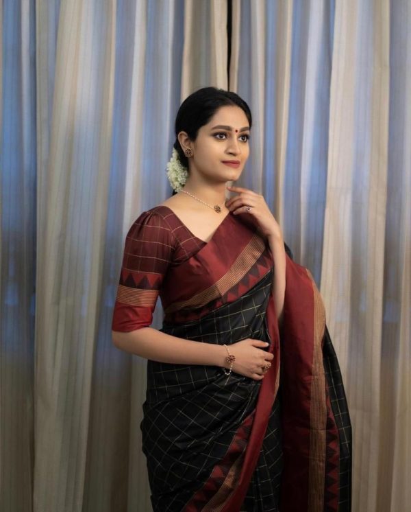 KP 5077 Black Soft Lichi Silk Designer Work Saree in .Wedding, Party, Festive, Events, Available at ₹1449 only. Delivery 4-6 Working Days. Shop now. | Sarees, Bollywood Sarees, Creative Sarees, Designer Sarees, Embroidered Sarees, Ethnic Saree, Modern Digital sarees, Party Wear Sarees