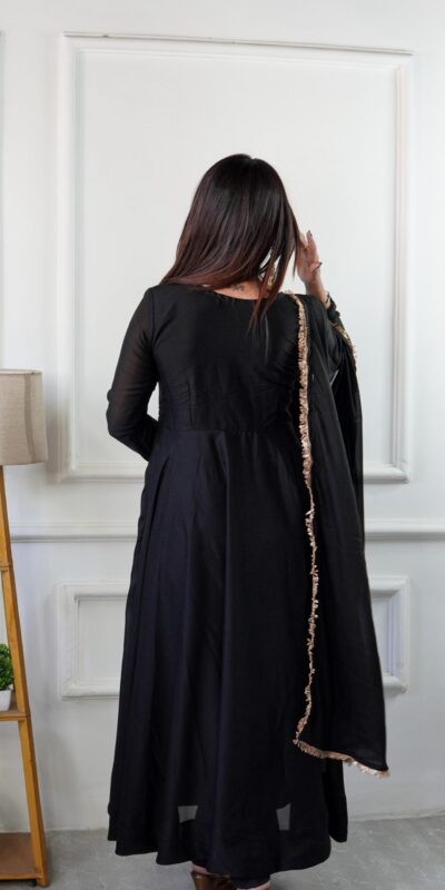 VLM 238 Black in Star Georgette. Lace Work Gown Wedding, Party, Festive, Events at ₹1999 only. Delivery 4-6 Working Days. Shop now. | Gowns, Bollywood Gowns, Creative Gowns, Designer Gowns, Embroidered Gowns, Party Wear Gowns