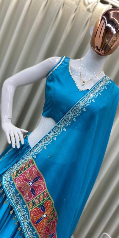 BE 393 Blue Crape Silk Lehenga Choli Perfect for Wedding, Party, Engagement, Anniversary, Traditional Day Get it for ₹1999. Delivery 4-6 Working | Lehenga, Bollywood Lehenga, Creative Lehenga, Designer Lehenga, Embroidered Lehenga, Party Wear Lehenga
