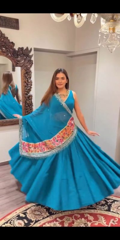 BE 393 Blue Crape Silk Lehenga Choli Perfect for Wedding, Party, Engagement, Anniversary, Traditional Day Get it for ₹1999. Delivery 4-6 Working | Lehenga, Bollywood Lehenga, Creative Lehenga, Designer Lehenga, Embroidered Lehenga, Party Wear Lehenga