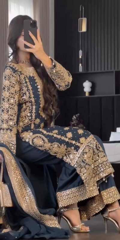 SR 1654 Maroon in Faux Georgette With Heavy Embroidery Sequence Work Wedding, Party, Festive, Events Special 4-6 Working Days At 2599/- Only | Jump Suits, Salwar suit, Casual Suits, Creative suits, Designer Suits, Palazzo Suits, Party Wear Suits, Patiala Suits, Straight Suits