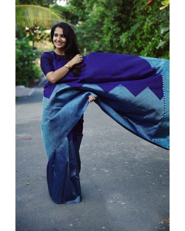 KP 2035 Blue Soft Lichi Silk Saree Perfect for Wedding, Party, Karwa Chauth, Pongal, Haldi . Available at ₹1399 only. Delivery 4-6 Working Days. | Sarees, Bollywood Sarees, Creative Sarees, Designer Sarees, Embroidered Sarees, Ethnic Saree, Modern Digital sarees, Party Wear Sarees