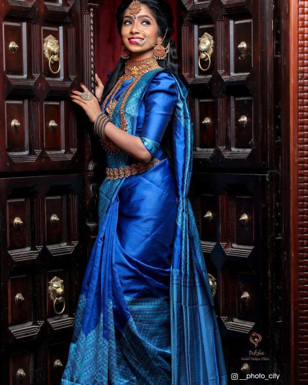 KP 2035 Blue Soft Lichi Silk Saree Perfect for Wedding, Party, Karwa Chauth, Pongal, Haldi . Available at ₹1399 only. Delivery 4-6 Working Days. | Sarees, Bollywood Sarees, Creative Sarees, Designer Sarees, Embroidered Sarees, Ethnic Saree, Modern Digital sarees, Party Wear Sarees