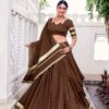 Brown Chanderi Lace Zari Work Lehenga Choli