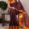 YNF 7405 Brown Poly Cotton With Zari Work Saree . Wedding, Party, Festive, Events Now at just ₹1449. Delivery 4-6 Working Days. Shop now. | Sarees, Bollywood Sarees, Creative Sarees, Designer Sarees, Embroidered Sarees, Ethnic Saree, Modern Digital sarees, Party Wear Sarees
