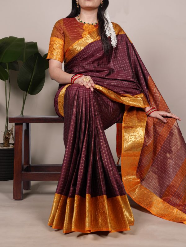YNF 7405 Brown Poly Cotton With Zari Work Saree . Wedding, Party, Festive, Events Now at just ₹1449. Delivery 4-6 Working Days. Shop now. | Sarees, Bollywood Sarees, Creative Sarees, Designer Sarees, Embroidered Sarees, Ethnic Saree, Modern Digital sarees, Party Wear Sarees