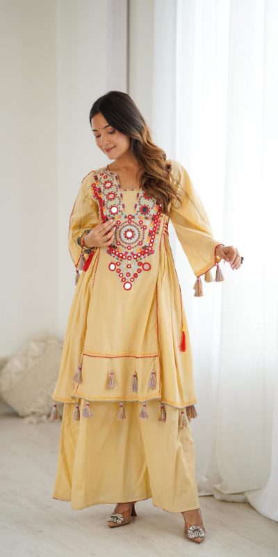 SRK 5286 Cream in Khadi Cotton Mirror Work & Embroidery Work Salwar Suit . Now at just ₹2099. Delivery 4-6 Working Days. Shop now. | Jump Suits, Salwar suit, Casual Suits, Creative suits, Designer Suits, Palazzo Suits, Party Wear Suits, Patiala Suits, Straight Suits