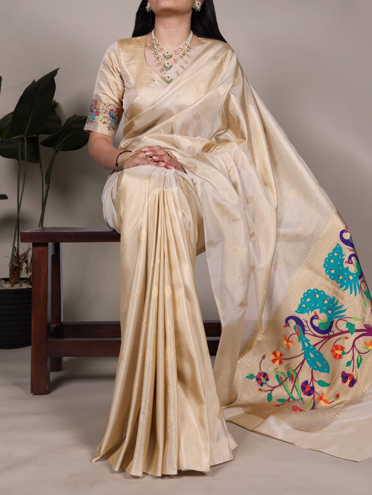 YNF 7905 Cream Tissue Paithani with Zari Work Saree .Wedding, Party, Festive, Events, Best Price ₹2399. Delivery 4-6 Working Days. Shop now. | Sarees, Bollywood Sarees, Creative Sarees, Designer Sarees, Embroidered Sarees, Ethnic Saree, Modern Digital sarees, Party Wear Sarees