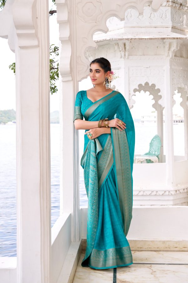 YNF 7902 Firozi Color Chinon Printed With Zari Weaving Work Saree With Zari Work. Best Price ₹1549. Delivery 4-6 Working Days. Shop now. | Sarees, Bollywood Sarees, Creative Sarees, Designer Sarees, Embroidered Sarees, Ethnic Saree, Modern Digital sarees, Party Wear Sarees