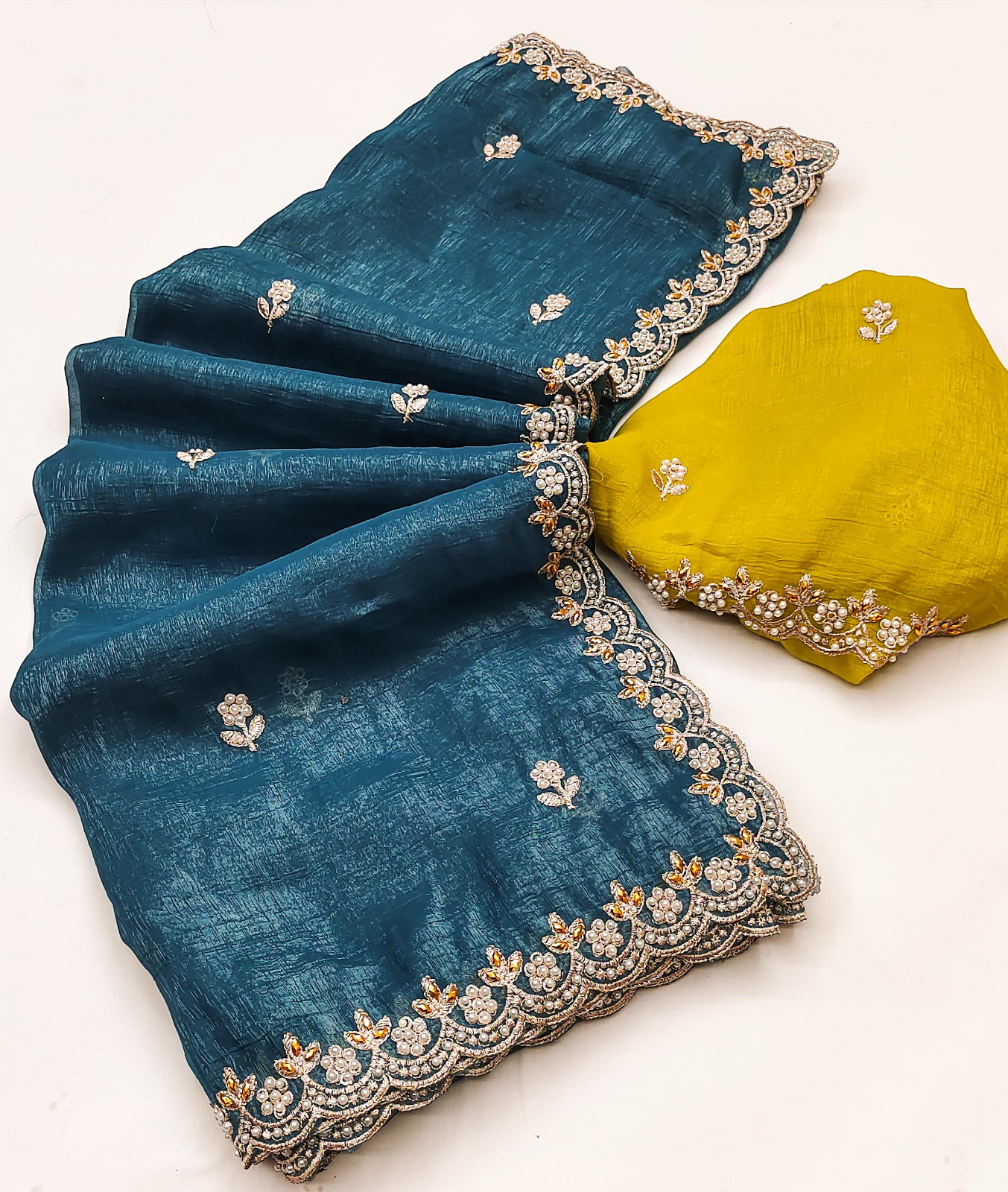 BT 1267 Firozi in Crunchy Chiffon Embroidery Work Saree . Wedding, Party, Festive, Events, Exclusive Offer ₹1749. Delivery 4-6 Working Days. Shop now. | Sarees, Bollywood Sarees, Creative Sarees, Designer Sarees, Embroidered Sarees, Ethnic Saree, Modern Digital sarees, Party Wear Sarees