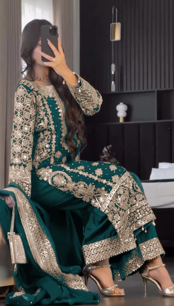 SR 1654 Maroon in Faux Georgette With Heavy Embroidery Sequence Work Wedding, Party, Festive, Events Special 4-6 Working Days At 2599/- Only | Jump Suits, Salwar suit, Casual Suits, Creative suits, Designer Suits, Palazzo Suits, Party Wear Suits, Patiala Suits, Straight Suits