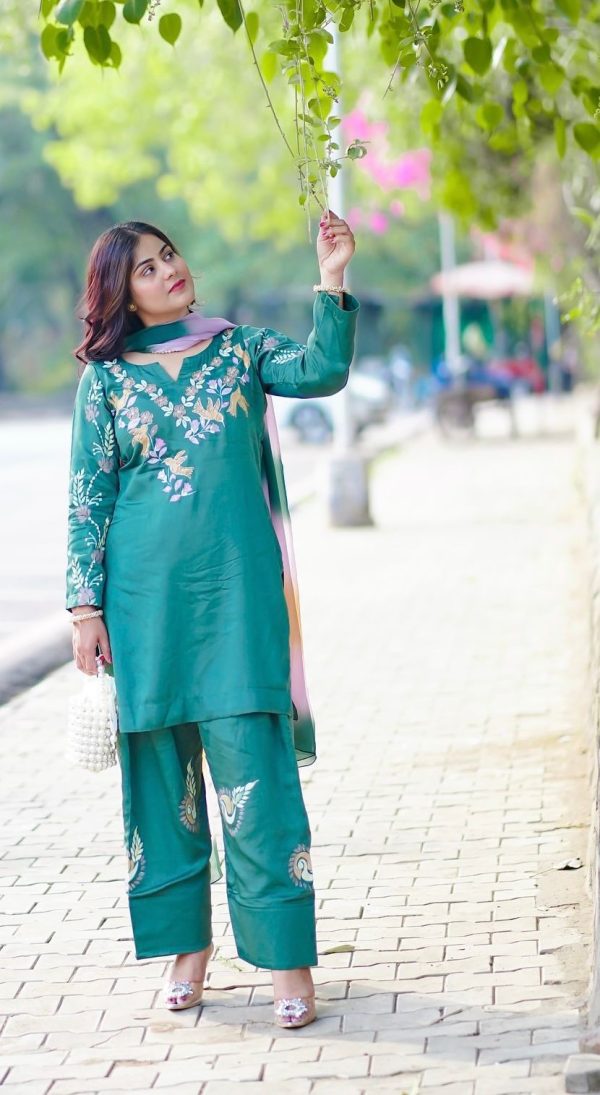 BE 367 Firozi French Crepe Embroidery Work Salwar Suit in . Wedding, Party, Festive, Events Now at just ₹1899. Delivery 4-6 Working Days. Shop now. | Jump Suits, Tops & Bottoms, Track Suits, Salwar suit, Casual Suits, Creative suits, Designer Suits, Palazzo Suits, Party Wear Suits, Patiala Suits, Straight Suits, Trendy Wear