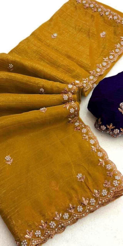 BT 1267 Gold in Crunchy Chiffon Embroidery Work Saree . Wedding, Party, Festive, Events, Exclusive Offer ₹1749. Delivery 4-6 Working Days. Shop now. | Sarees, Bollywood Sarees, Creative Sarees, Designer Sarees, Embroidered Sarees, Ethnic Saree, Modern Digital sarees, Party Wear Sarees