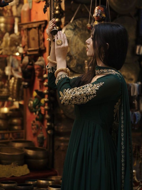 NSR 868 Green Color Heavy Faux Georgette Embroidery fency Sleeve Gown . Special Price ₹1899. Delivery 4-6 Working Days. Shop now. | Gowns, Bollywood Gowns, Creative Gowns, Designer Gowns, Embroidered Gowns, Party Wear Gowns