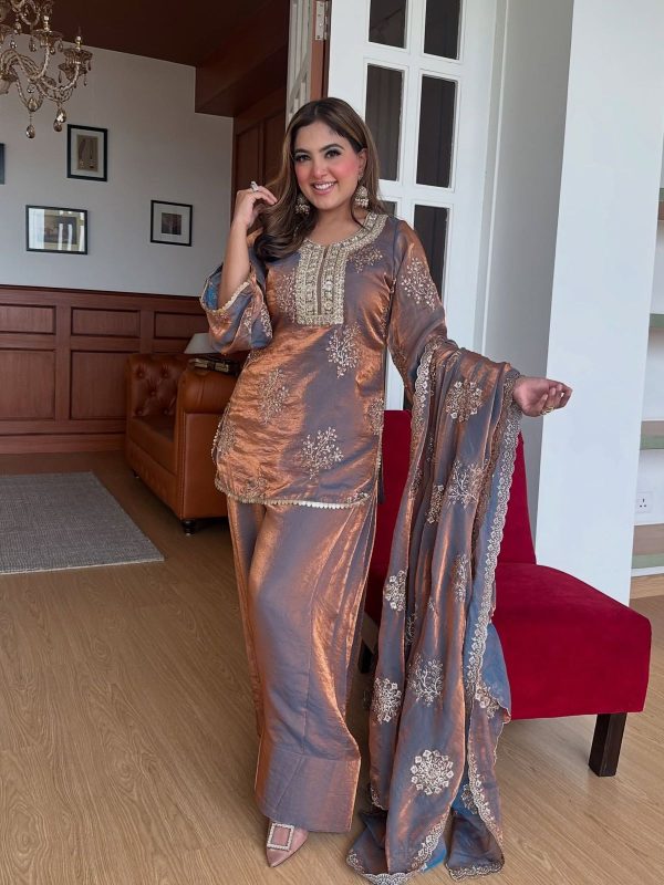 SSR 527 Grey Fendy Silk With Embroidery Work Salwar Suit in Embroidery Sequence Work. Exclusive Offer ₹2099. Delivery 4-6 Working Days | Jump Suits, Salwar suit, Casual Suits, Creative suits, Designer Suits, Palazzo Suits, Party Wear Suits, Patiala Suits, Straight Suits