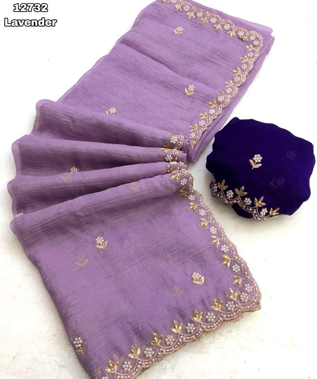 BT 1267 Lavender in Crunchy Chiffon Embroidery Work Saree . Wedding, Party, Festive, Events, Exclusive Offer ₹1749. Delivery 4-6 Working Days. Shop now. | Sarees, Bollywood Sarees, Creative Sarees, Designer Sarees, Embroidered Sarees, Ethnic Saree, Modern Digital sarees, Party Wear Sarees