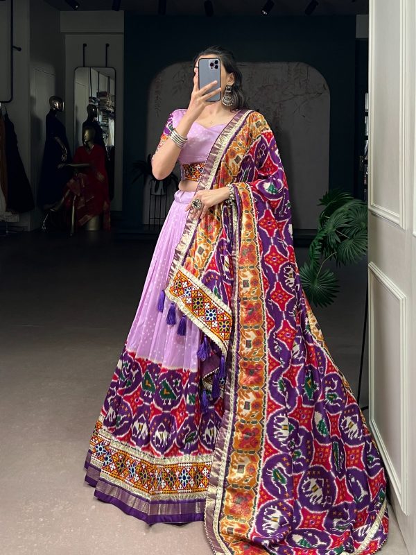 LNB 1734 Lavender Tasar Silk Gamthi Work With MirrorWork Lehenga Choli Introductory Price ₹2999. Delivery 4-6 Working Days. Shop now. | Lehenga, Bollywood Lehenga, Creative Lehenga, Designer Lehenga, Embroidered Lehenga, Party Wear Lehenga