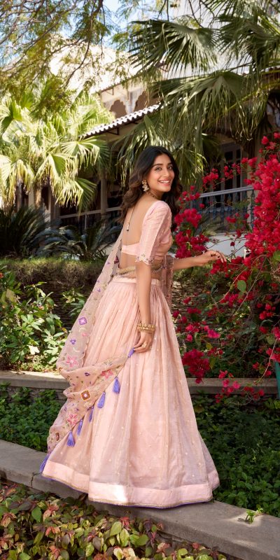 LNB 1426 Light Pink Gold Crush With Sequins Work & Embroidery Work Lehenga Choli . Best Price ₹3499. Delivery 4-6 Working Days. Shop now. | Lehenga, Bollywood Lehenga, Creative Lehenga, Designer Lehenga, Embroidered Lehenga, Party Wear Lehenga