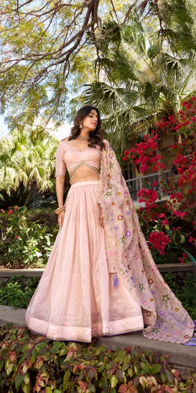 LNB 1426 Light Pink Gold Crush With Sequins Work & Embroidery Work Lehenga Choli . Best Price ₹3499. Delivery 4-6 Working Days. Shop now. | Lehenga, Bollywood Lehenga, Creative Lehenga, Designer Lehenga, Embroidered Lehenga, Party Wear Lehenga