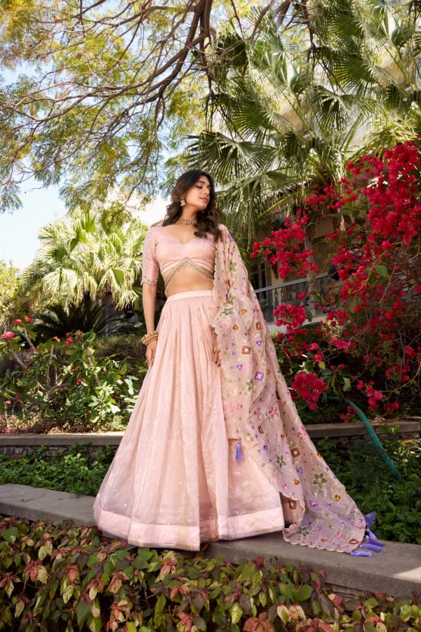 LNB 1426 Light Pink Gold Crush With Sequins Work & Embroidery Work Lehenga Choli . Best Price ₹3499. Delivery 4-6 Working Days. Shop now. | Lehenga, Bollywood Lehenga, Creative Lehenga, Designer Lehenga, Embroidered Lehenga, Party Wear Lehenga