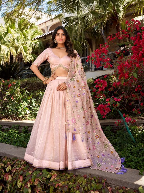 LNB 1426 Light Pink Gold Crush With Sequins Work & Embroidery Work Lehenga Choli . Best Price ₹3499. Delivery 4-6 Working Days. Shop now. | Lehenga, Bollywood Lehenga, Creative Lehenga, Designer Lehenga, Embroidered Lehenga, Party Wear Lehenga