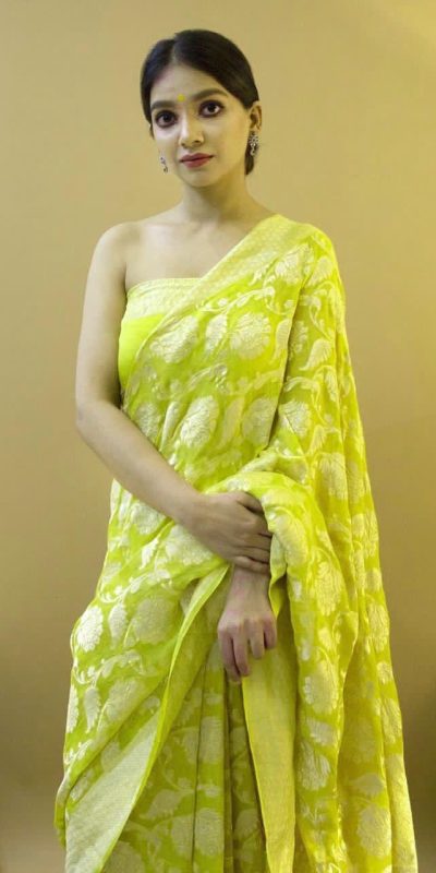 KP 1073 Light Yellow Soft Lichi Silk Saree Perfect for Wedding, Party, Sangeet, Ethnic Day, Festival Celebrations Get it for ₹1399. Delivery 4-6 Working Da | Sarees, Bollywood Sarees, Creative Sarees, Designer Sarees, Embroidered Sarees, Ethnic Saree, Modern Digital sarees, Party Wear Sarees