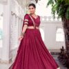 Maroon Chanderi Lace Zari Work Lehenga Choli