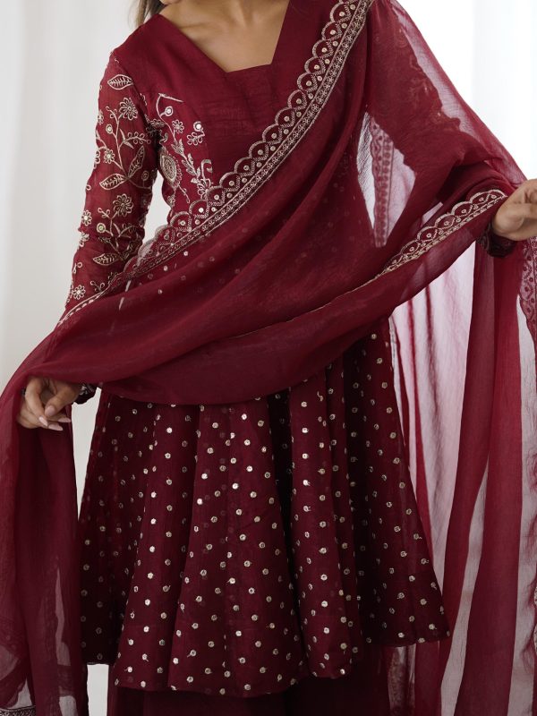 ZSR 3134 Maroon Maroon Crunchy Silk Salwar Suit Perfect for Wedding, Party, Sangeet, Anniversary, Housewarming Introductory Price ₹2399. Delivery 4-6 | Jump Suits, Salwar suit, Casual Suits, Creative suits, Designer Suits, Palazzo Suits, Party Wear Suits, Patiala Suits, Straight Suits