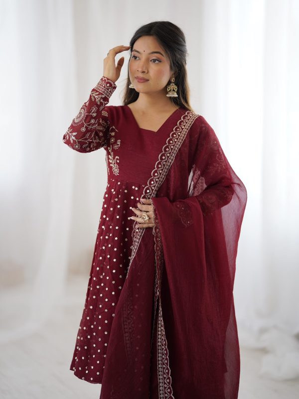 ZSR 3134 Maroon Maroon Crunchy Silk Salwar Suit Perfect for Wedding, Party, Sangeet, Anniversary, Housewarming Introductory Price ₹2399. Delivery 4-6 | Jump Suits, Salwar suit, Casual Suits, Creative suits, Designer Suits, Palazzo Suits, Party Wear Suits, Patiala Suits, Straight Suits