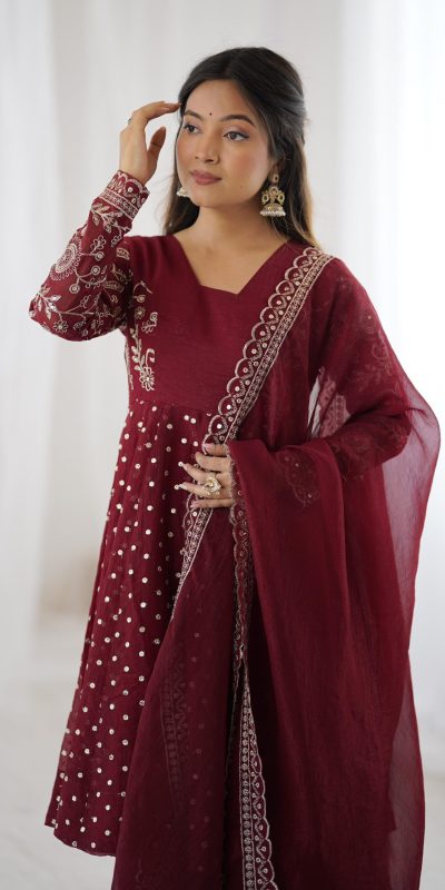 ZSR 3134 Maroon Maroon Crunchy Silk Salwar Suit Perfect for Wedding, Party, Sangeet, Anniversary, Housewarming Introductory Price ₹2399. Delivery 4-6 | Jump Suits, Salwar suit, Casual Suits, Creative suits, Designer Suits, Palazzo Suits, Party Wear Suits, Patiala Suits, Straight Suits