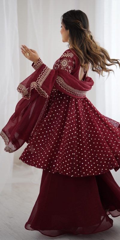 ZSR 3134 Maroon Maroon Crunchy Silk Salwar Suit Perfect for Wedding, Party, Sangeet, Anniversary, Housewarming Introductory Price ₹2399. Delivery 4-6 | Jump Suits, Salwar suit, Casual Suits, Creative suits, Designer Suits, Palazzo Suits, Party Wear Suits, Patiala Suits, Straight Suits