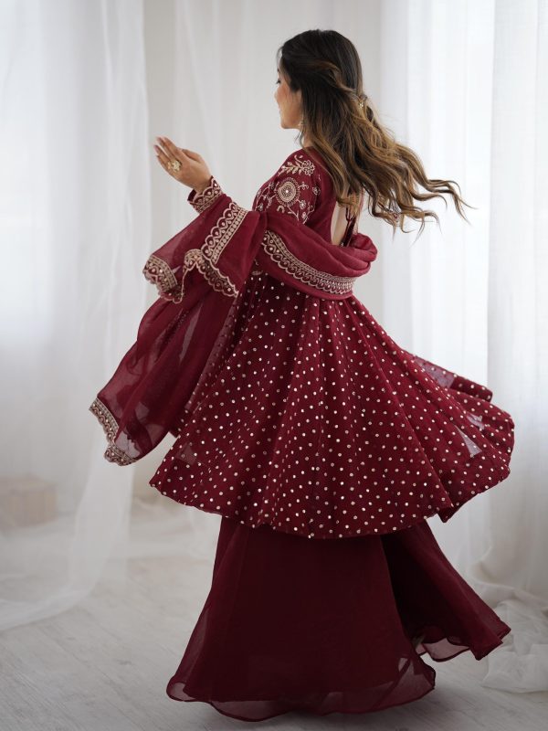 ZSR 3134 Maroon Maroon Crunchy Silk Salwar Suit Perfect for Wedding, Party, Sangeet, Anniversary, Housewarming Introductory Price ₹2399. Delivery 4-6 | Jump Suits, Salwar suit, Casual Suits, Creative suits, Designer Suits, Palazzo Suits, Party Wear Suits, Patiala Suits, Straight Suits