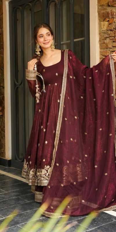 SSR 521 Maroon Crunchy Silk Embroidery Work Salwar Suit Wedding, Party, Festive, Events, Navratri Garba, Anniversary, Haldi,Best Price ₹2449. | Jump Suits, Salwar suit, Casual Suits, Creative suits, Designer Suits, Palazzo Suits, Party Wear Suits, Patiala Suits, Straight Suits