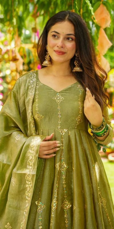 SSR 526 Mehandi Crunchy Silk With Heavy Embroidery Sequence Work With Fully Flair Salwar Suit Wedding, Party, Festive, Events, Now at just ₹2399. Delivery 4 | Jump Suits, Tops & Bottoms, Track Suits, Salwar suit, Casual Suits, Creative suits, Designer Suits, Palazzo Suits, Party Wear Suits, Patiala Suits, Straight Suits, Trendy Wear