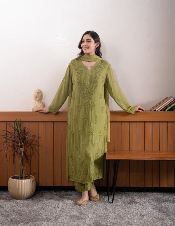 BE 394 Mehandi Georgette with Embroidery Work & Lace Work Salwar Suit . Available at ₹1849 only. Delivery 4-6 Working Days. Shop now. | Jump Suits, Tops & Bottoms, Track Suits, Salwar suit, Casual Suits, Creative suits, Designer Suits, Palazzo Suits, Party Wear Suits, Patiala Suits, Straight Suits, Trendy Wear