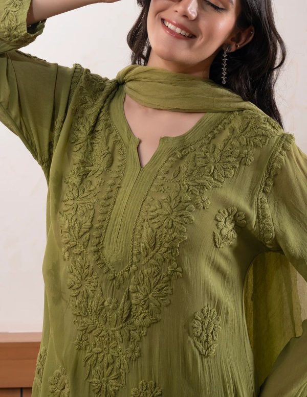 BE 394 Mehandi Georgette with Embroidery Work & Lace Work Salwar Suit . Available at ₹1849 only. Delivery 4-6 Working Days. Shop now. | Jump Suits, Tops & Bottoms, Track Suits, Salwar suit, Casual Suits, Creative suits, Designer Suits, Palazzo Suits, Party Wear Suits, Patiala Suits, Straight Suits, Trendy Wear