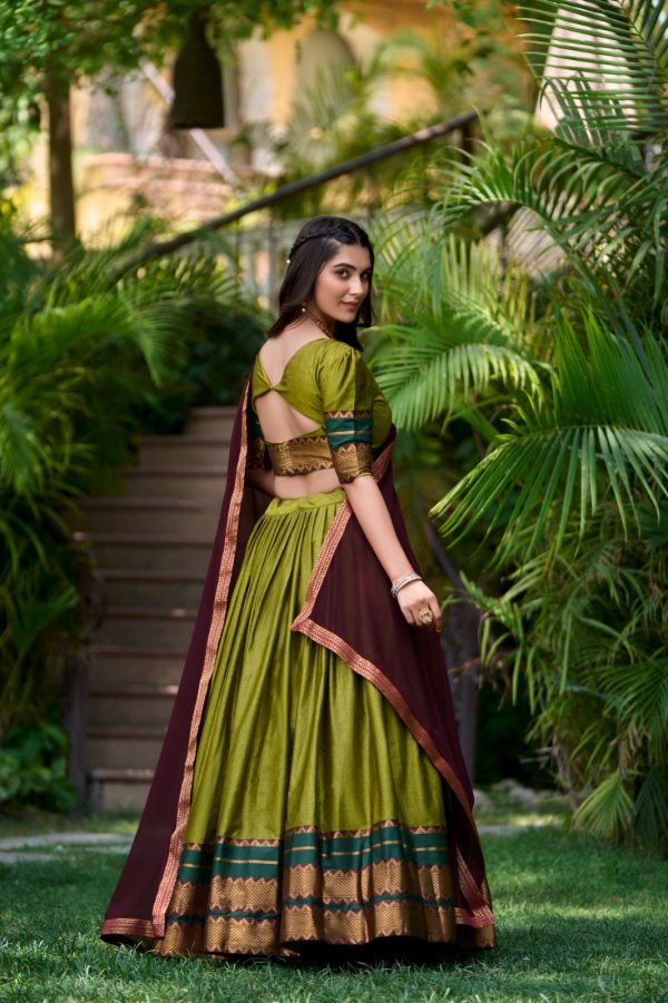 LNB 2004 Mehandi Poly Cotton With Lace Work & Zari Work. Lehenga Choli for Get It ₹1899. Delivery 4-6 Working Days. Shop now. | Lehenga, Bollywood Lehenga, Creative Lehenga, Designer Lehenga, Embroidered Lehenga, Party Wear Lehenga