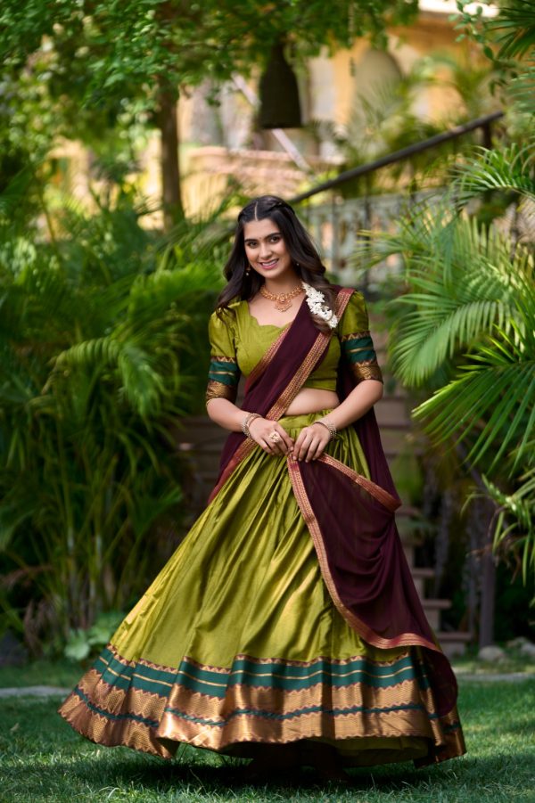 LNB 2004 Mehandi Poly Cotton With Lace Work & Zari Work. Lehenga Choli for Get It ₹1899. Delivery 4-6 Working Days. Shop now. | Lehenga, Bollywood Lehenga, Creative Lehenga, Designer Lehenga, Embroidered Lehenga, Party Wear Lehenga