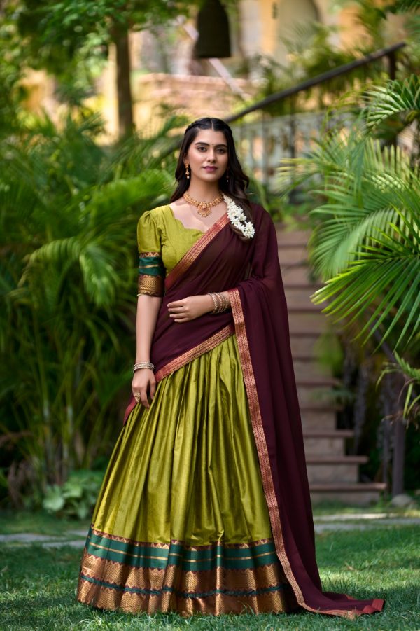LNB 2004 Mehandi Poly Cotton With Lace Work & Zari Work. Lehenga Choli for Get It ₹1899. Delivery 4-6 Working Days. Shop now. | Lehenga, Bollywood Lehenga, Creative Lehenga, Designer Lehenga, Embroidered Lehenga, Party Wear Lehenga