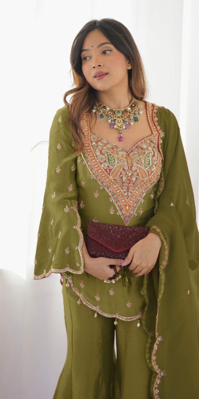 NSR 852 Mehandi Simar Silk With Embroidery Work with Full Sleeve Salwar Suit in . Now at just ₹2099. Delivery 4-6 Working Days. Shop n | Jump Suits, Salwar suit, Casual Suits, Creative suits, Designer Suits, Palazzo Suits, Party Wear Suits, Patiala Suits, Straight Suits