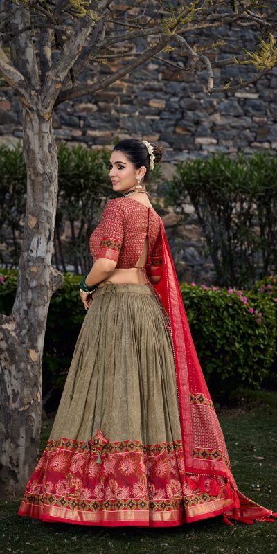 LNB 1210 Mehandi Color Tasar Silk Floral Print With Foil Print Lehenga Choli Wedding, Party, Festive, Events Etc. Delivery 4-6 Working Days Rs 2499 | Lehenga, Bollywood Lehenga, Creative Lehenga, Designer Lehenga, Embroidered Lehenga, Party Wear Lehenga