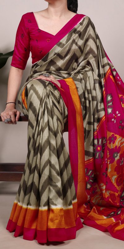 YNF 7043 Mehandi Color Tasar Silk Printed With Designer Work Saree. Festive Deal ₹1549. Delivery 4-6 Working Days. Shop now. | Sarees, Bollywood Sarees, Creative Sarees, Designer Sarees, Embroidered Sarees, Ethnic Saree, Modern Digital sarees, Party Wear Sarees