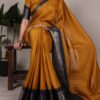 Mustard Dola Chex Zari Work Saree