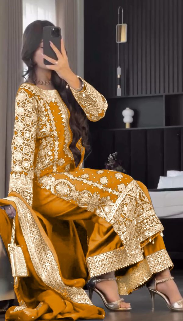 SR 1654 Maroon in Faux Georgette With Heavy Embroidery Sequence Work Wedding, Party, Festive, Events Special 4-6 Working Days At 2599/- Only | Jump Suits, Salwar suit, Casual Suits, Creative suits, Designer Suits, Palazzo Suits, Party Wear Suits, Patiala Suits, Straight Suits