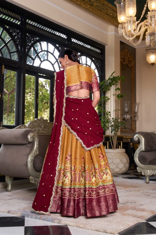 LNB 1240 Mustard Kanchipuram With Embroidery Work & Zari Work Lehenga Choli ₹2499 on Availablely. Delivery 4-6 Working Days. Shop now. | Lehenga, Bollywood Lehenga, Creative Lehenga, Designer Lehenga, Embroidered Lehenga, Party Wear Lehenga