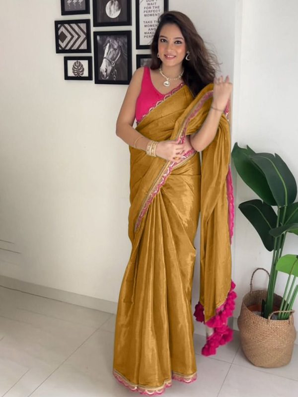 SC 353 Mustard Pure Erode Silk With Lace Work & Embroidery Work Saree . Affordable Price ₹1399. Delivery 4-6 Working Days. Shop now. | Sarees, Bollywood Sarees, Creative Sarees, Designer Sarees, Embroidered Sarees, Ethnic Saree, Modern Digital sarees, Party Wear Sarees