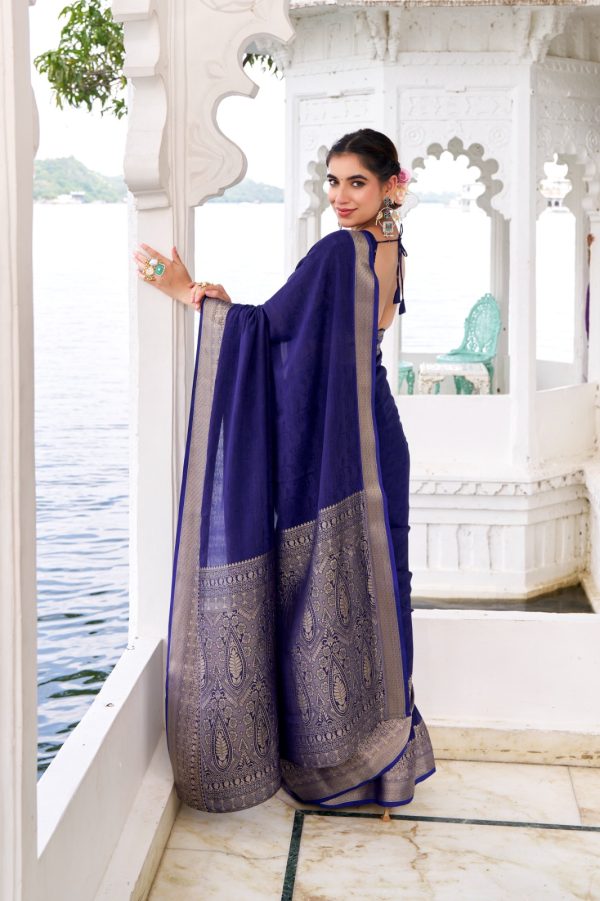 YNF 7902 Navy Blue Color Chinon Printed With Zari Weaving Work Saree With Zari Work. Best Price ₹1549. Delivery 4-6 Working Days. Shop now. | Sarees, Bollywood Sarees, Creative Sarees, Designer Sarees, Embroidered Sarees, Ethnic Saree, Modern Digital sarees, Party Wear Sarees