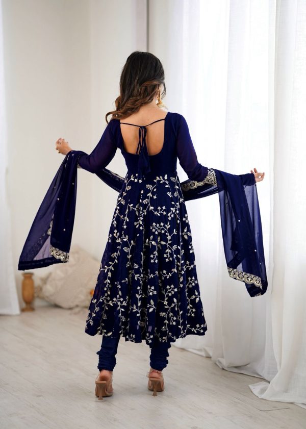 SRK 5299 Navy Blue Faux Georgette With Sequence Work Perfect for Wedding, , Lohri, Temple Visit, Ganesh Chaturthi Festive, Events, 4-6 Working Days At 2149 | Gowns, Bollywood Gowns, Creative Gowns, Designer Gowns, Embroidered Gowns, Party Wear Gowns